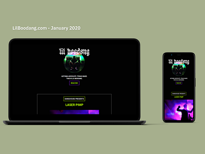 Lil Boodang Music Artist Website artist site dark lilboodang minimal music music site neon web design
