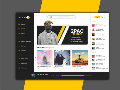 U CLOUD MUSIC PLAYER UX/UI WIREFRAME DESIGN FOR DESKTOP branding design designinspiration figma expert fullwebdesigner graphic design illustration logo music player musicplayer ui user experience ux