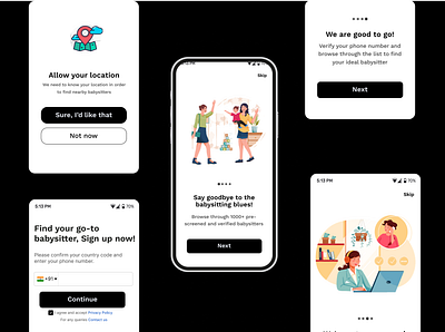 BabyBuddy- Babysitter booking app design illustration ui ux
