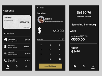 Black Owned Banking App UI/UX 3 Screen Concept 3 screen concepts app banking black owned minimalist mobile ui ui design ux ux design