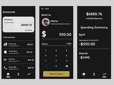 Black Owned Banking App UI/UX 3 Screen Concept