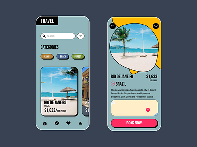 Travel App - Neubrutalism graphic design neubrutalism travel ui uxdesign