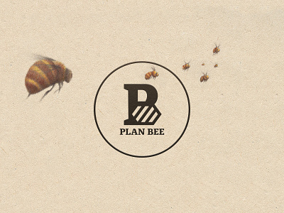 PlanBee Logo bee brown design eco honey illustration logo natural paper texture yellow