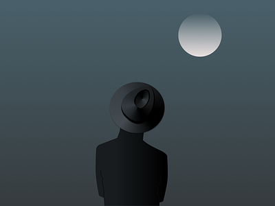 Man in a hat black dark design fedora hat illustration man moon vector watch