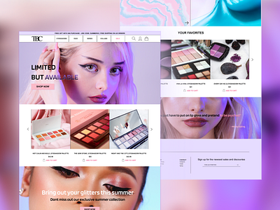 Cosmetics Website Design cosmetics cosmetics landing design landing landing page makeup neon pastel pastel colors ui uiux ux web web design website