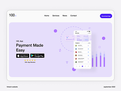 100- Fintech MobileApp Landing page Website