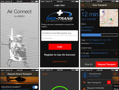 iOS app design for medical transport service app design mobile ui ux