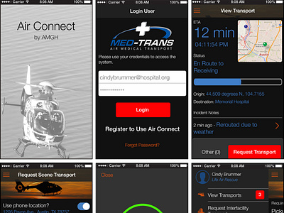 iOS app design for medical transport service