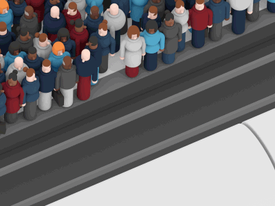 Train Squeeze 3d animation c4d characters commute gif train