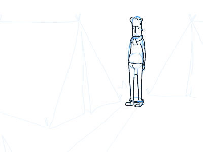 Trousers Line Test camping character drawn line test sausage trousers
