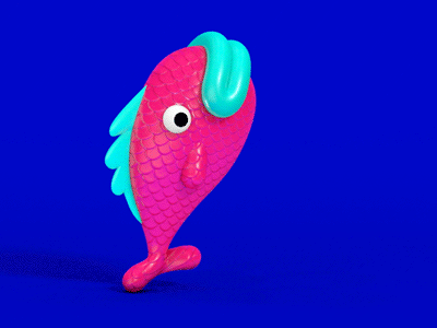 Fish Run 3d animation art character concept design fish gif popart russether sea