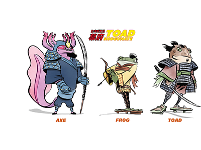 Toad Shogunate: The good guys cartoon character design character illustration comic book cover art illustration