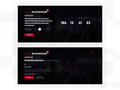 Coming Soon Page blockchain comingsoon cryptocurrency darkdesign dashboad landingpage launching soon music website timer under construction webdesign website