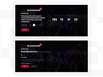 Coming Soon Page blockchain comingsoon cryptocurrency darkdesign dashboad landingpage launching soon music website timer under construction webdesign website
