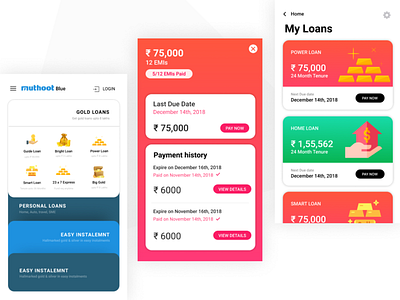 Finance App card menu colourful finance app finance business gold loan gradient loan loan app my loans personal loan