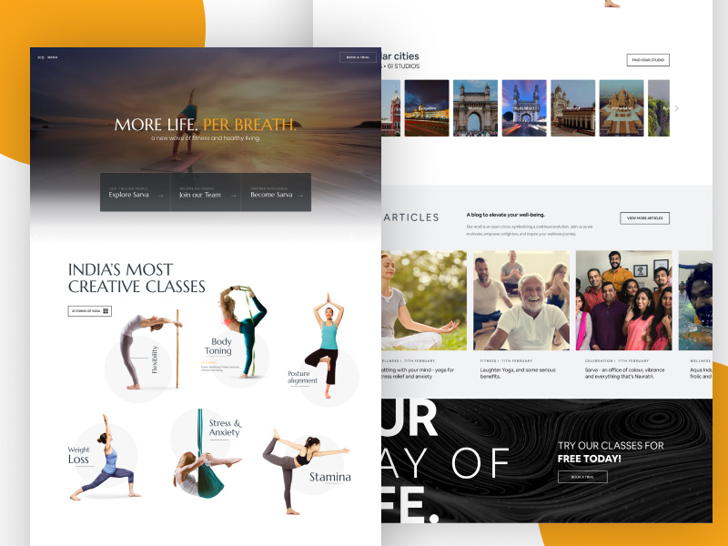Yoga Landing Page asana ui website landing page design yogatypes yoga pose cleanui landingpage yoga
