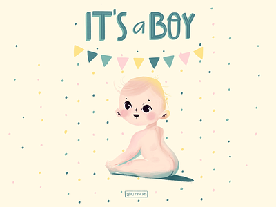 It’s a boy boy cute illustration postcard