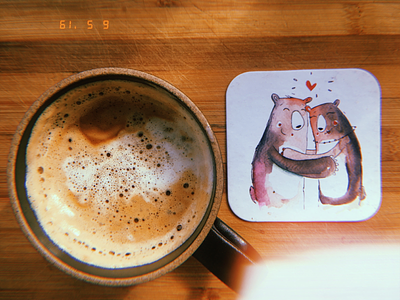 Coaster designs bears coffee illustration watercolors