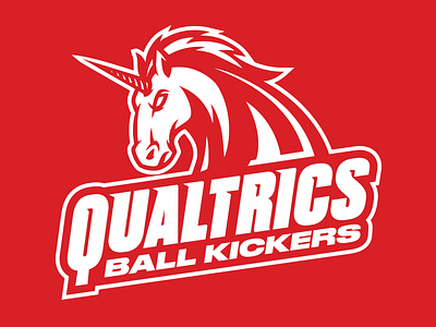 Qualtrics Ball Kickers athletic logo design illustration kick ball logo logo design qualtrics unicorn