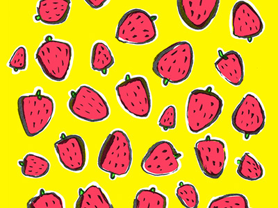 Fresas de Primavera brushpen color graphicdesign illustration pattern