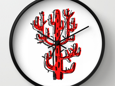 Cactus del miedo wall clock brushpen cactus color graphicdesign illustration wall clock