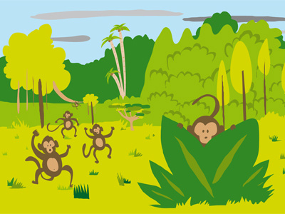 Jungle Mall Wallpaper illustration monkeys wallpaper