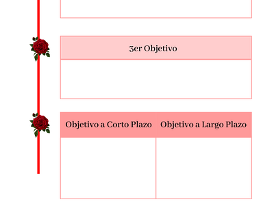 segunda parte de la pagina de objetivos agendas personalizadas dcouments emprendedoras emprendedoras novatas inspiración mensajes positivos metas semanales mujeres objetivos a corto y largo plazo rosas