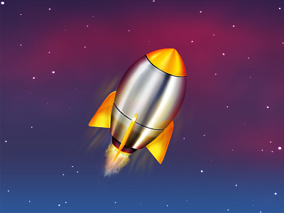 The Rocket fire icon rocket space stars steel yellow