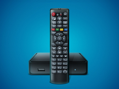 set-top-box techdesign black blue box buttons remoter set stb techdesign television top tv usb