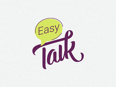 Easy talk lettering logotype branding brush bubble flat green handwriting lettering logo logotype talk vector violet