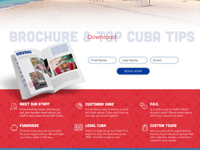 Website design for Cuba travel. Forms and advantages