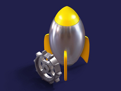 3d icon rocket