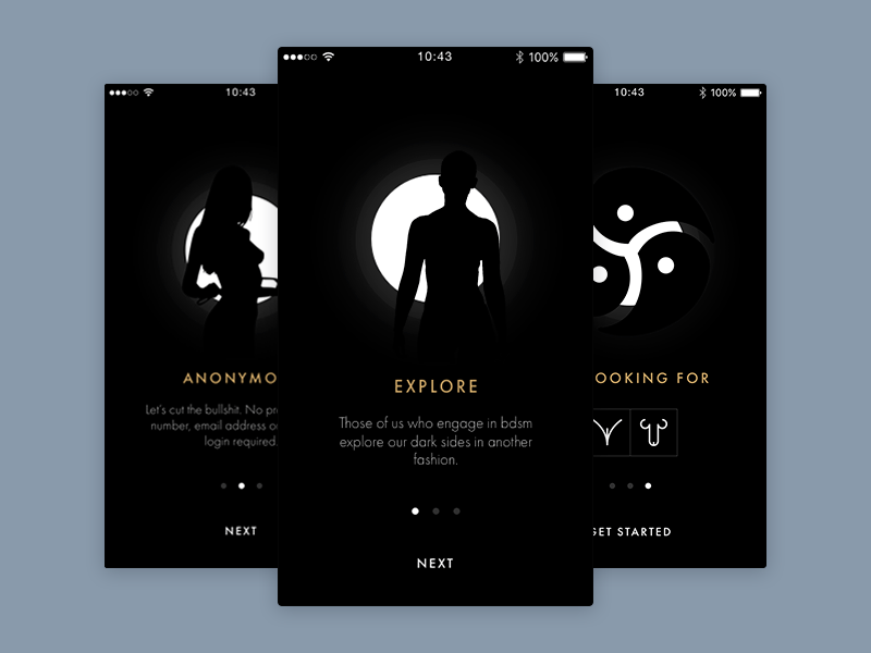 BDSM App app bdsm black dating fashion interface iphone luxury onboarding pure ui ux