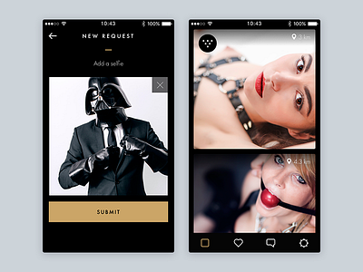 Bdsm App #2 app bdsm black dating fashion interface iphone luxury pure ui ux