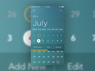 Calendar App app calendar design iphone mobile screen ui ux