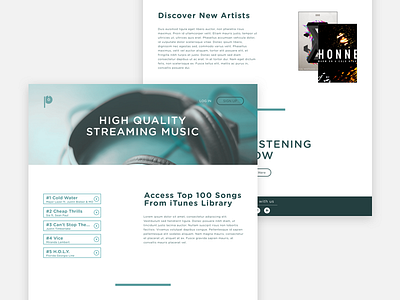 PureMusic - Landing Page design mockup music playlist ui web app website