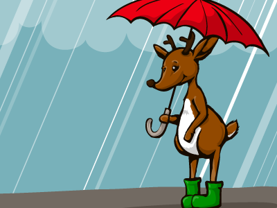 Rain deer boots galoshes illustration rain reindeer umbrella