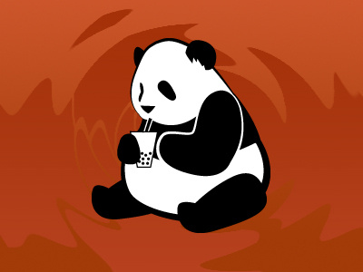 Panda tea-time illustration logo