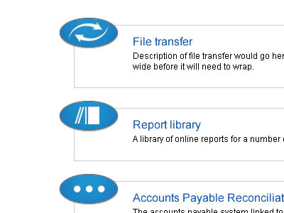 Menu page icons finance icons miscellaneous reports transfer