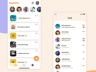 Beehive - Social App app design illustration mobile orange splash ui ux vector