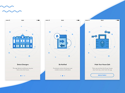 Onboarding Screens For IOT Security App app blue design home onboarding security splash ui ux