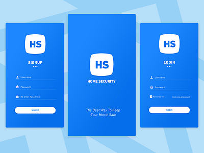 Home Security app blue design home onboarding security splash ui ux