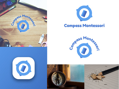 Compass Montessori blue branding design logo logodesign logotype school school logo schools