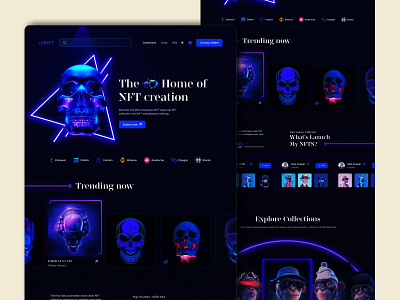 LMNFT - NFTs Landing Page bitcoin blockchain clean crypto currency dark dark mode finance header home page landing page marketplace nft nft landing page nfts page trading ui web website website design