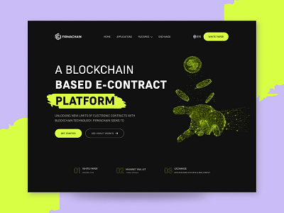 Blockchain Landing Page bitcoin blockchain clean crypto crypto landing page cryptocurrency dark design header hero homepage landing page marketplace nft nft landing page page ui web website website design