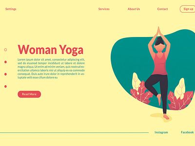 Woman Yoga Training Website Landing Page 3d animation app branding design graphic design illustration landing page logo motion graphics ui ux vector