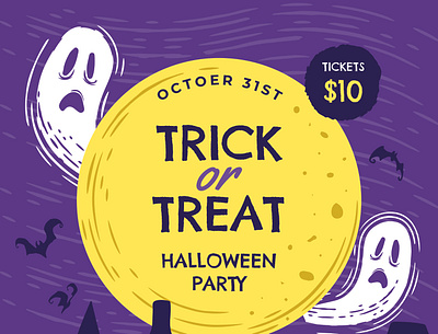 Trick Or Treat Halloween Party Flyer app branding design flyer graphic design halloween illustration landing page logo ui ux vector