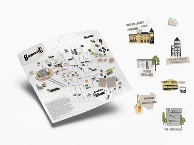 Bomonti Map/ Karaca Now Binası art direction color creative design illustrated map illustration map mapping minimal print