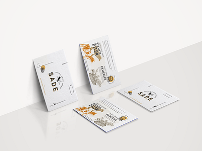 Sade Steak & Burger info cards branding card design food logo menu minimal