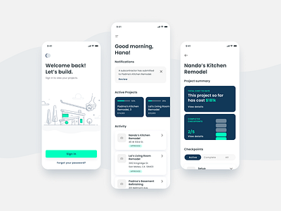 Home Construction app by gina di donato on Dribbble